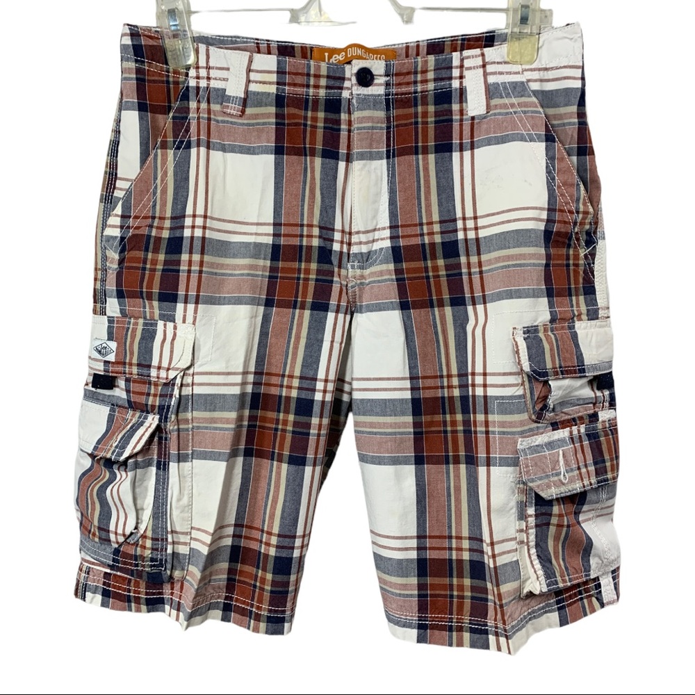 LEE MENS DUNGAREES Brown  Plaid Cargo  Shorts